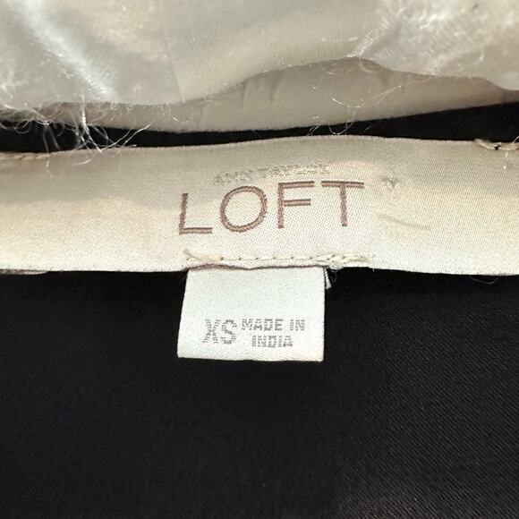 LOFT | Black Long Sleeve Peasant Top Boho Blouse Ruffle Hem Minimalist | XS - Picture 6 of 8